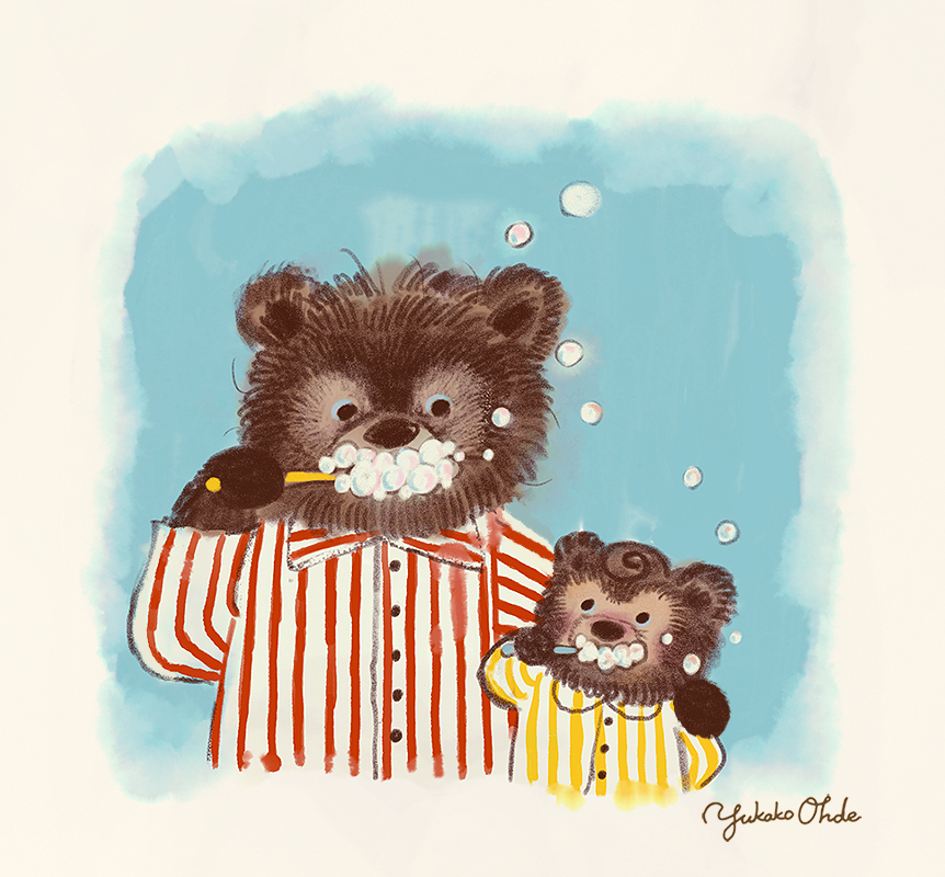 「#虫歯予防デー 親子で歯磨き 」|おおでゆかこ - イラストレーター 絵本作家のイラスト