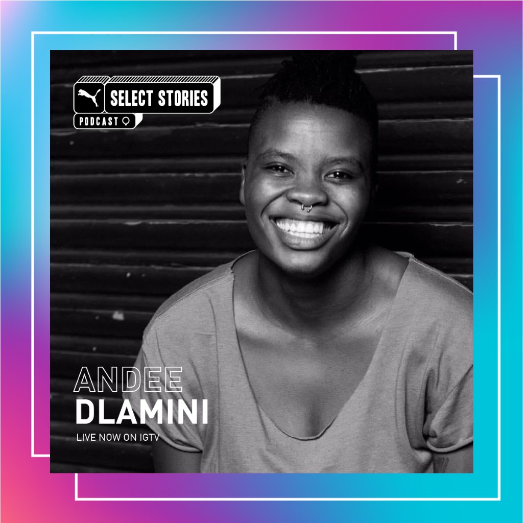 PUMASouthAfrica's tweet photo. Introducing the  June #SELECTSTORIES guest DJ Andee. They are the founder and curator of SSS , an inclusive event that aims to center the LGBTQI+ community and its allies. Tune in now @PUMASouthAfrica  IGTV 📺 https://t.co/CFtw3KC3Ru