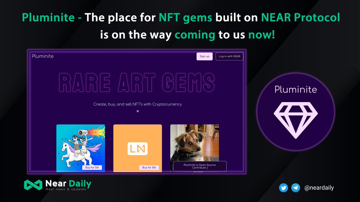 ‼️Check this out! <a href="/pluminite/">pluminite</a> is in Open Beta on <a href="/NEARProtocol/">NEAR Protocol</a> mainnet today!!!🔥

The place for #NFT Gems built on #NearProtocol is on the way coming to us now!

👉Come to discover and mint your GEMS at: pluminite.com