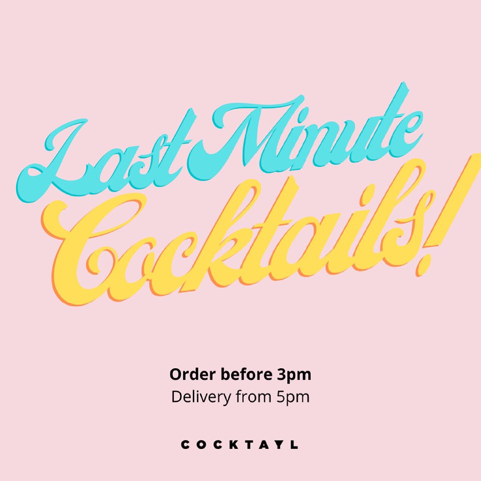 TODAY ONLY!

Left it too late to order for today? Don't worry, we're offering a last minute special! Just place your order at cocktayl.shop before 3pm and we'll deliver from 5pm today.

*Delivery must be received by person over 18