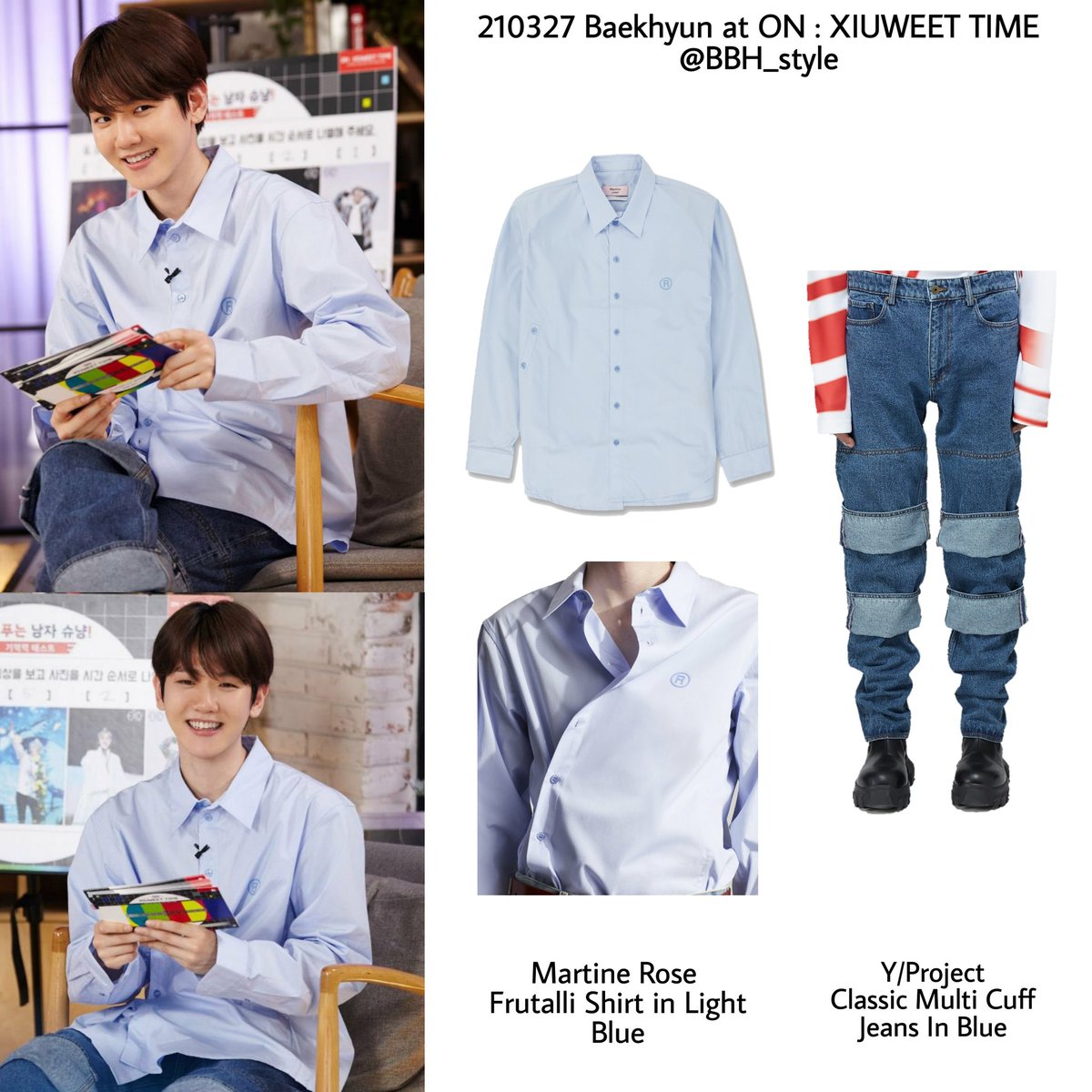 210327 Baekhyun at ON : XIUWEET TIME

Baekhyun wearing - 
✨Martine Rose Frutalli Shirt in Light Blue
✨Y/Project Classic Multi Cuff Jeans In Blue

#Baekhyun #백현 @B_hundred_Hyun