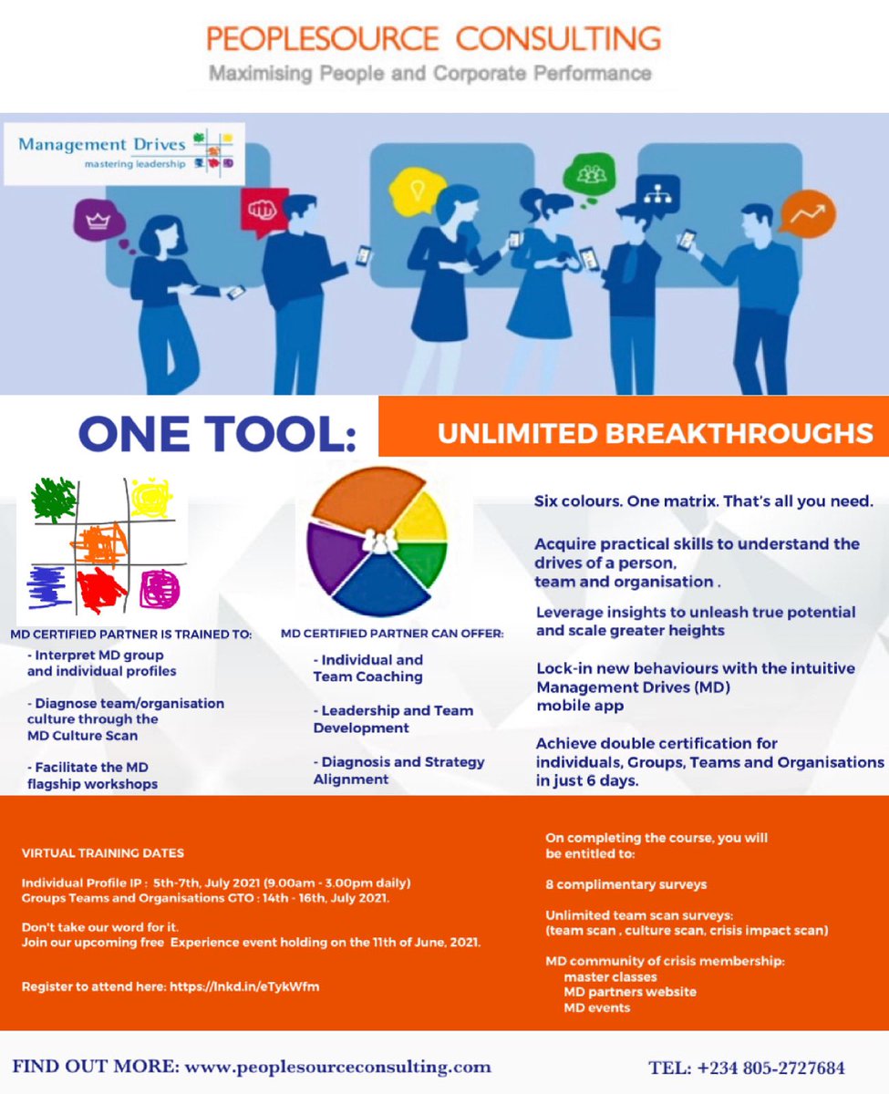 PeoplesourceHR's tweet photo. Become a Management Drives partner with our upcoming MD Certification programme. 
To find out more, Click link in bio to register for a free MD experience event.

#knowbetterdobetter #campaign #managementdrives #peoplesourceconsulting https://t.co/vtpaI9IIYP