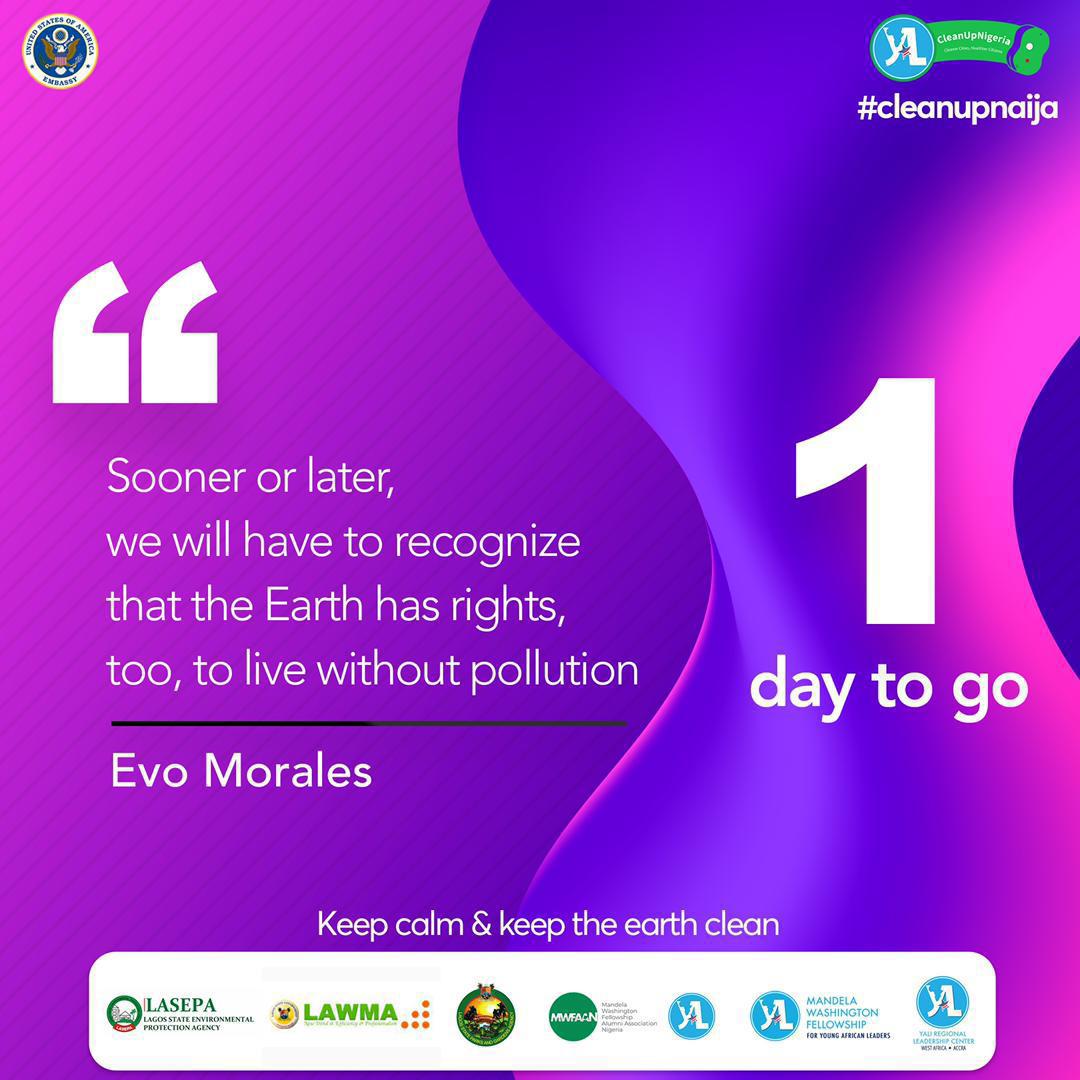 PshevyofGod's tweet photo. Hurray!๐๐ป๐บ๐ป๐๐ป๐บ๐ปTomorrow is the Day all as been waiting for "World Environmental Day",YALI Southern Nigeria Coming out in Mass to show the world Importance of Environmental.@usinnigeria
#WorldEnvironmentDay2021
#KeepNaijaClean #YALINetworkLagos #MWFAAN
#YALIRLC @KeepNaijaClean https://t.co/3UHKurvOWm