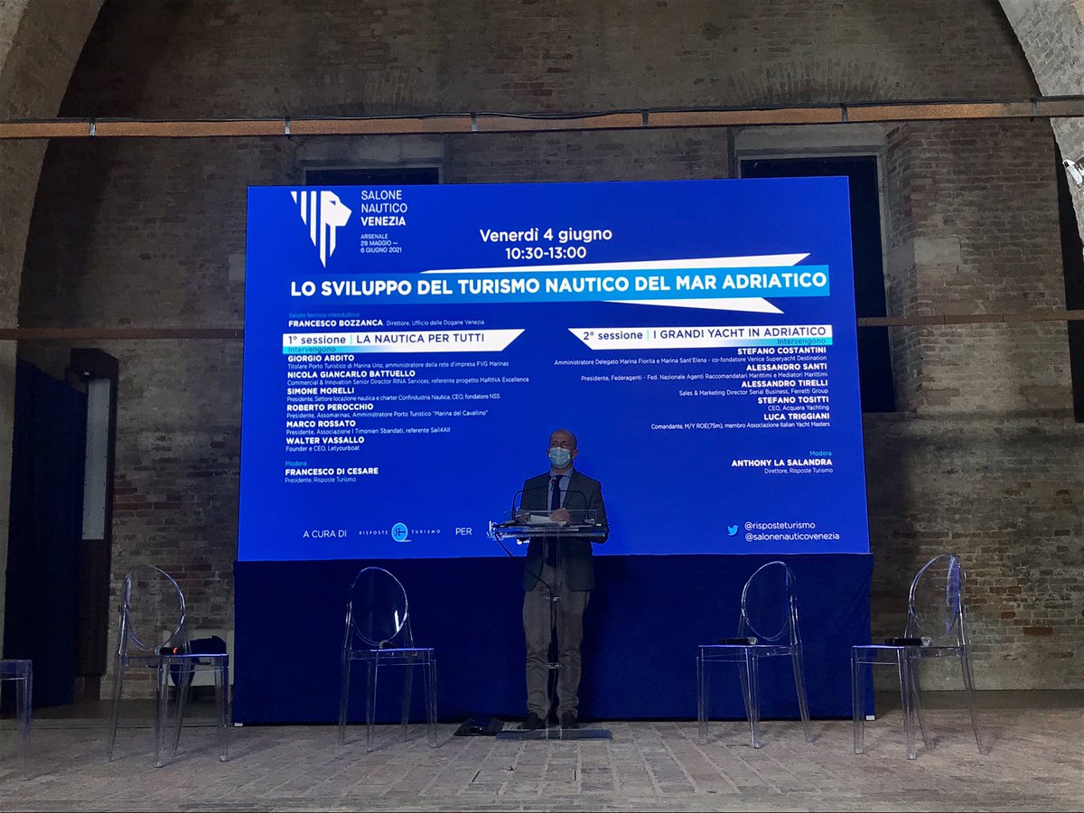 SaloneVenezia's tweet photo. 🎥Lo sviluppo del turismo nautico del Mar Adriatico – I° Sessione – La nautica per tutti 

A cura di @RisposteTurismo 
🎤Introduce e Modera #FrancescoDiCesare

Diretta 🖥 https://t.co/IOIuOBoen7

#SaloneNauticoVenezia https://t.co/1ASyHSjxSm