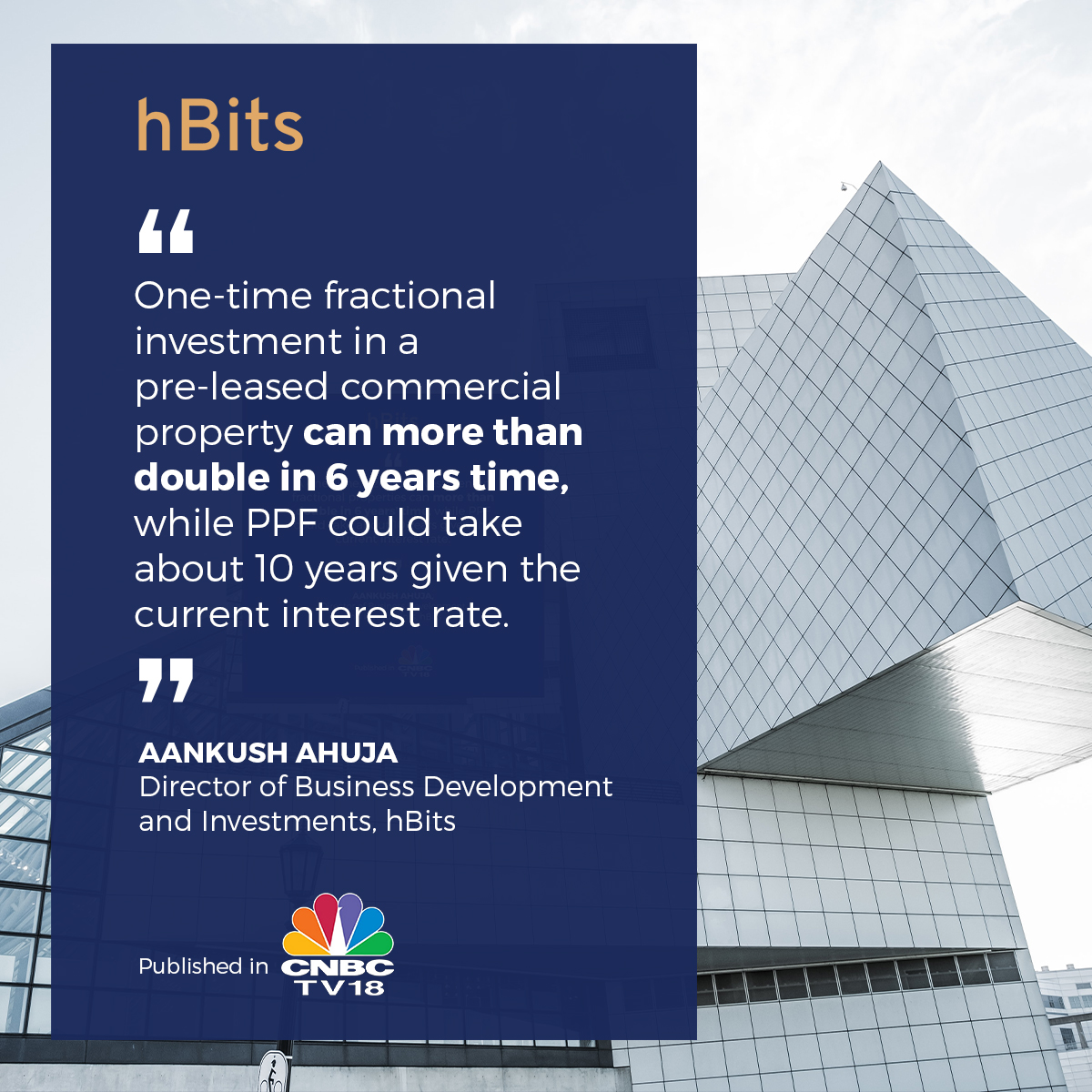 hBits_official's tweet photo. Read this article on CNBC TV 18 to know more about the better investment option between fractional ownership and PPF:
https://t.co/bjEizXBAL5
#fractionalownership #hBits #rethinkrealestate #recessionproofinvestment https://t.co/OQnQkGN0BK
