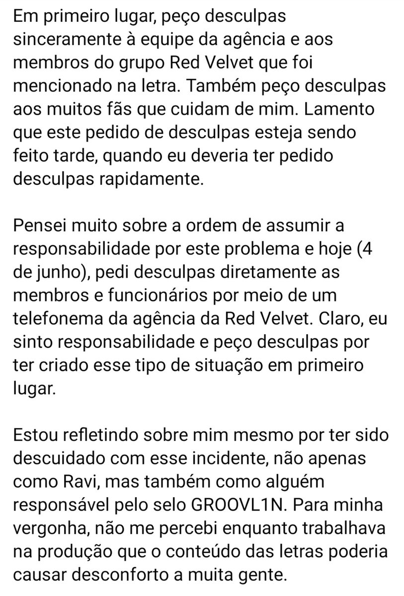 gayo_kpop's tweet photo. #Ravi pede desculpas ao #RedVelvet em relação à nova letra da música e a remove de sites de músicas. 

Veja a matéria completa abaixo. https://t.co/gkgcrDsyGv
