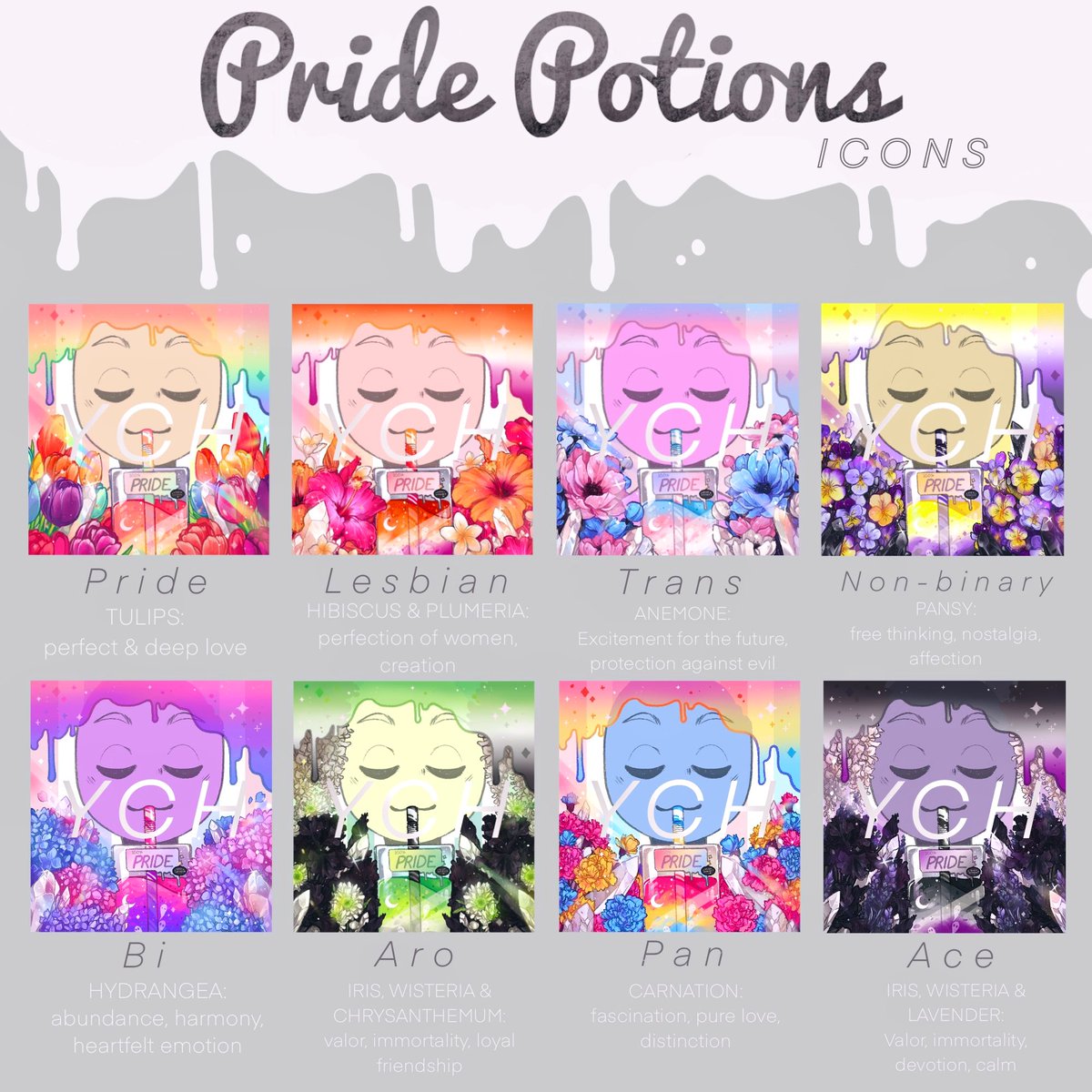 🏳️‍🌈🤍 PRIDE POTION RAFFLE 🤍🏳️‍🌈

Along with releasing these tomorrow, I thought it would be great to offer a side raffle all month!

🌈  FOLLOW

🌈  RETWEET

🌈  COMMENT YOUR: Reference &amp; Theme ( Pride • Lesbian • Trans • NB• Bi • Aro • Pan • Ace )

Winner picked on 6/25!