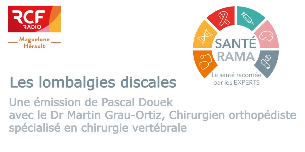 🔴EN DIRECT🔴

Posez vos question de 11h30 à 12h30 au 04 67 55 85 50 sur les lombalgies discales avec l'émission #Santerama, présenté par <a href="/PascalDouek/">Pascal Douek</a> avec le Dr Martin Grau-Ortiz, chirurgien spécialisé en chirurgie vertébrale.

C'est ici !👉rcf.news/direct

<a href="/Clinipole/">Clinipole</a>