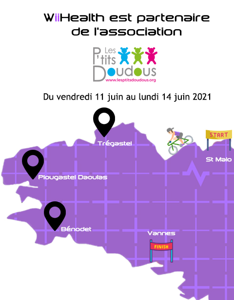 WiiHealth's tweet photo. WiiHealth est fier d'être partenaire du Cyclo Breizh Tour, pour l’association Les P’tits Doudous.

Une course de 800 kms est organisée pour récolter 2400€ grâce à plusieurs entreprises pour améliorer le bien-être des enfants opérés.

La course se déroulera du 11 au 14 juin. 🚴‍♂️ https://t.co/ZRT1BNUwna