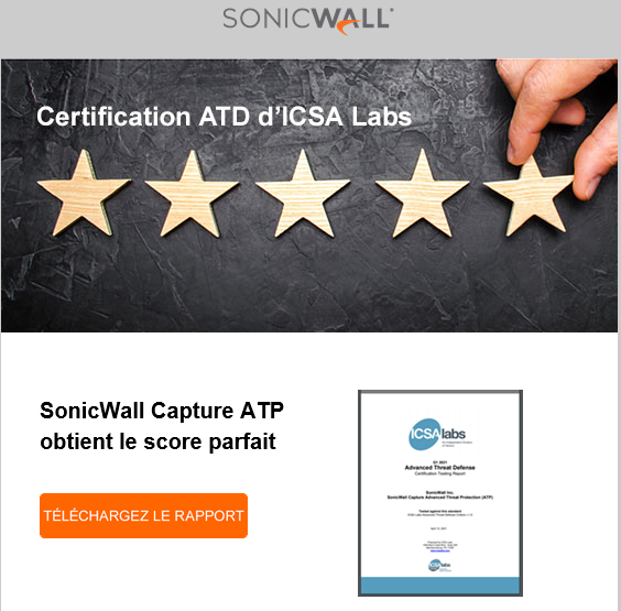 sylvain_stahl's tweet photo. Bloquez les #malwares et les #ransomwares efficacement !
@SonicWall Capture ATP a détecté 100 % 🏆 des menaces jusque-là inconnues sans aucune fausse alerte durant le cycle de tests de 35 jours d’@ICSALabs en 2021 ⭐⭐⭐⭐⭐
https://t.co/FbEyylyQIJ
#LifeAtSonicWall #Cybersécurité https://t.co/gGMR5PgZmU