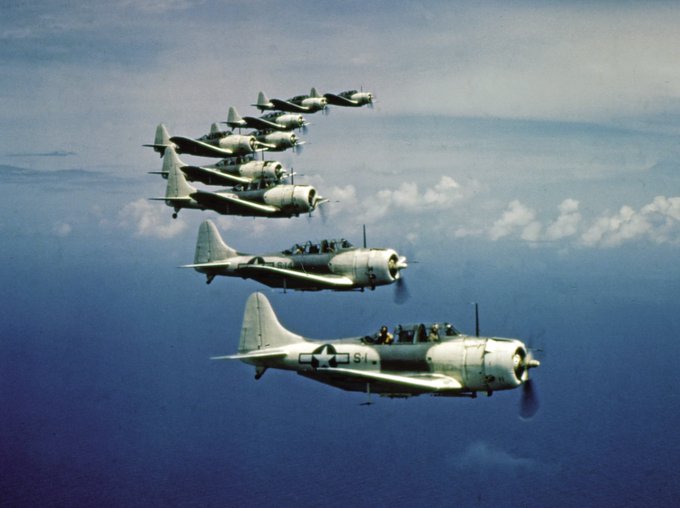 Aircraft flying in a line