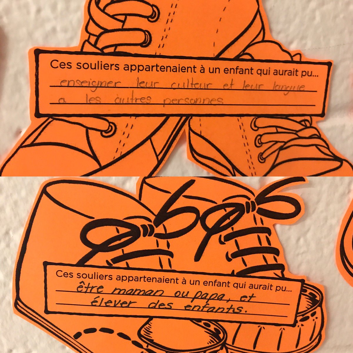 MmeHeatherK's tweet photo. Je suis tellement fière de la compassion, du respect, et de la compréhension que nos élèves ont démontrés ce matin. 215 paires de souliers inoubliables. #ChaqueEnfantCompte #215enfants #EveryChildMatters #215children @csfp_tnl https://t.co/f09VyN7Kds