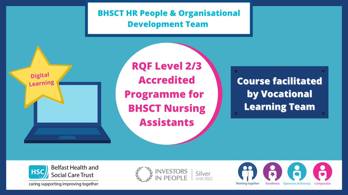 @HR_POD Vocational Learning Team wish to congratulate our @BelfastTrust Nursing Assistants who joined the RQF Level 2/3 accredited programme this week, the VLT team wish you all the best of luck. 🌟#SafeEffectiveCare