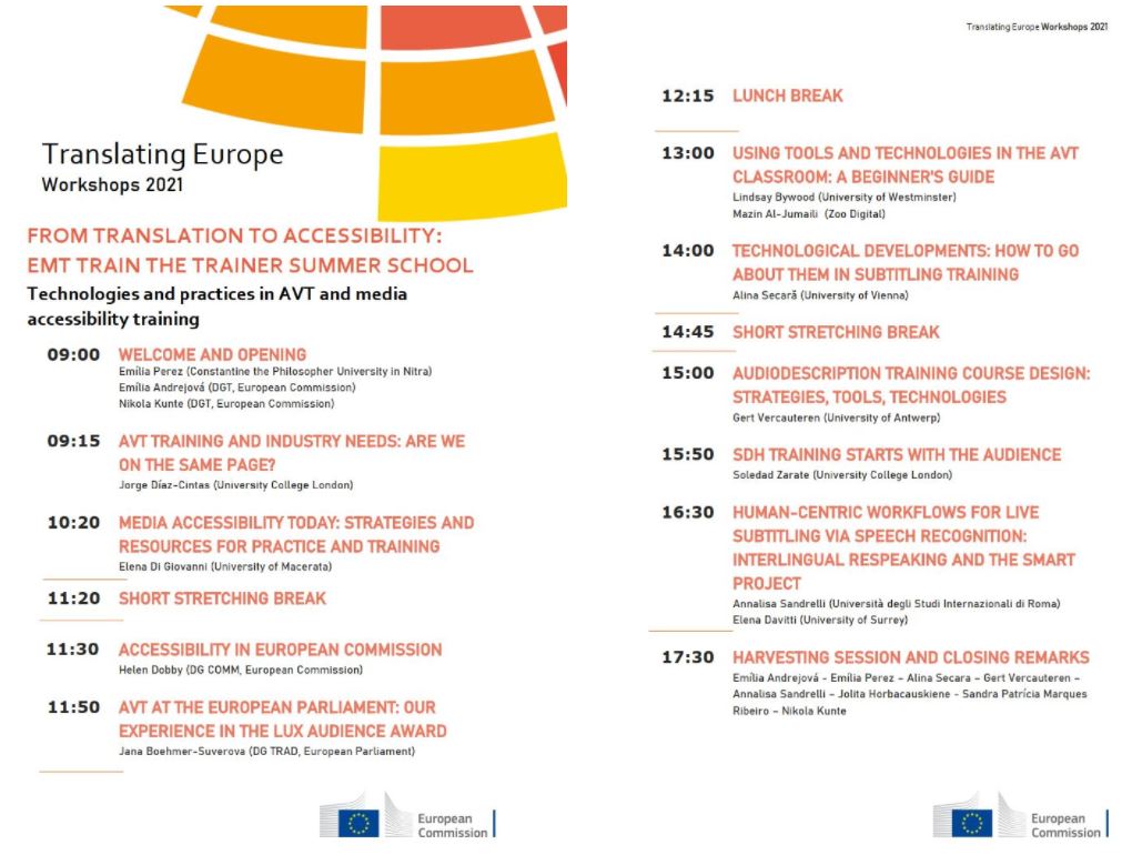 Delighted to be talking about <a href="/SMARTatSurrey/">SMART</a>  with <a href="/pibadeoro/">Annalisa Sandrelli</a>  at the Train the Trainer event: "From Translation to Accessibility: EMT Train the Trainer Summer School. Technologies and practices in AVT and media accessibility training". Great event! bit.ly/3uOCTe3