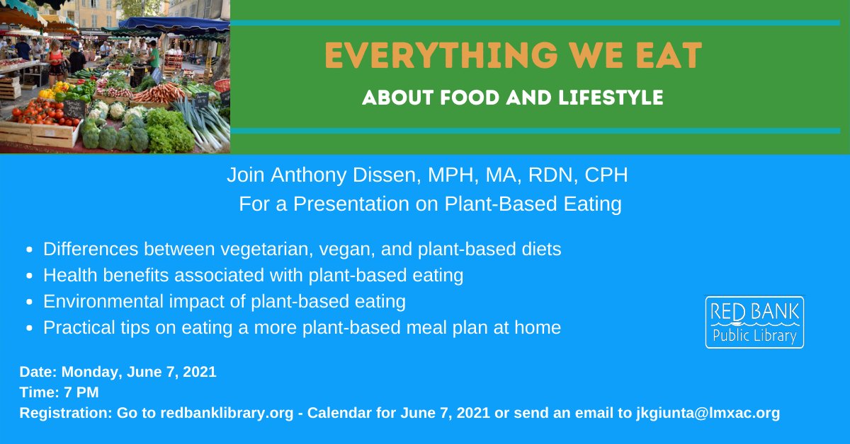 Are you interested in Plant-Based Diets? Check out this Monday's "Everything We Eat" program with Anthony Dissen, MS RDN, who will be discussing the benefits of plant-based diets, and will offer tips on how to make the shift! Register here: buff.ly/3wOth4u