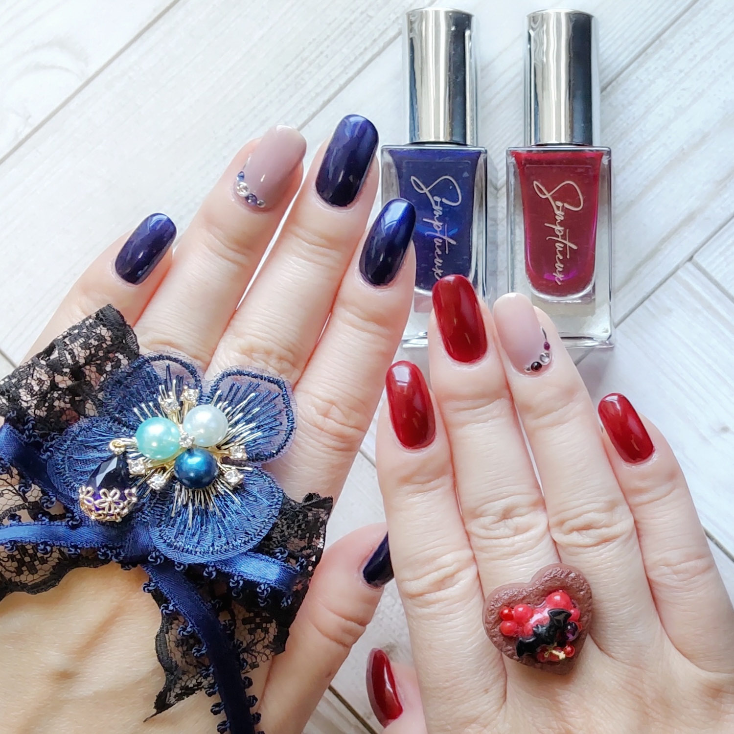 まこと Daisoの新作ネイルポリッシュ Somptueux ソンプチュー 86色ある中からとりあえず好きなカラーを2本購入 刷毛はラウンド平筆でキワも塗りやすい Daisoだけど1本2円 でも塗りやすいし乾きも早いし見た目もいいからこれが2円で買える