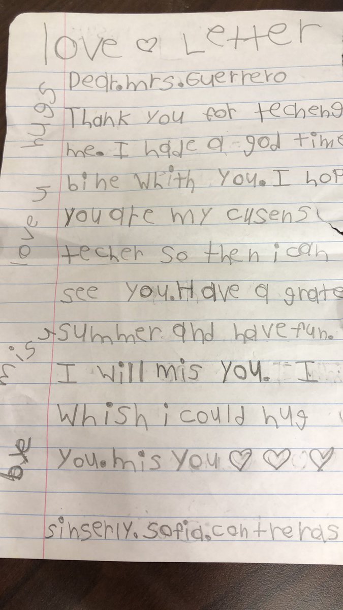 Pancake_Patty's tweet photo. A letter from my bilingual virtual student who ❤️‘s her teacher 👩‍🏫
#virtuallearner #2ndgrade https://t.co/KXzGX9yEER