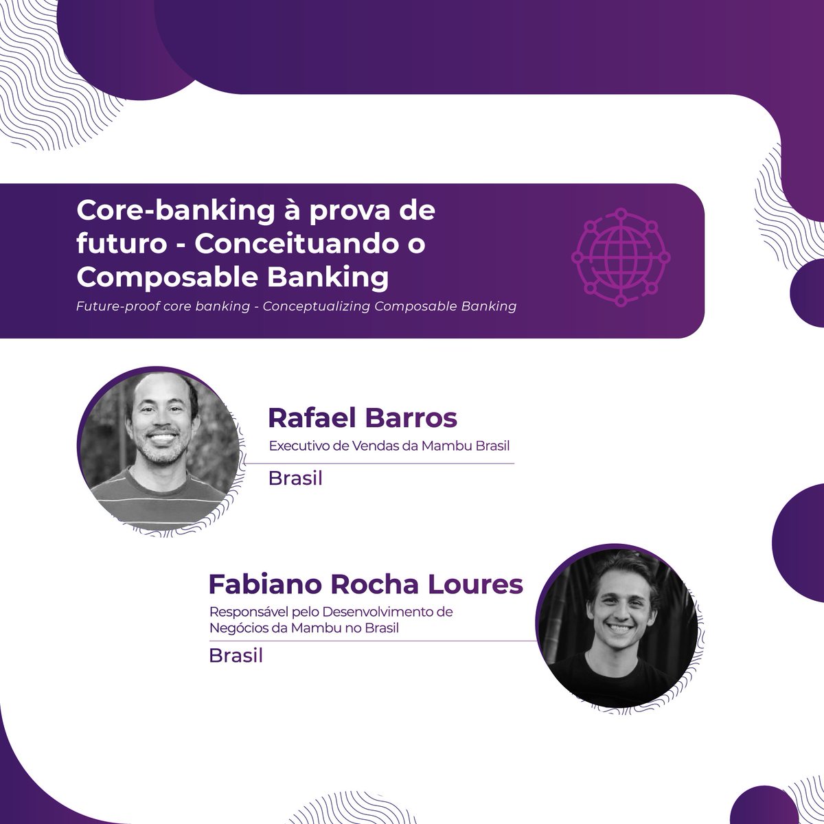 somos_ox's tweet image. Rafael Barros and Fabiano Rocha Loures are vital pieces to @Mambu_com. They will be at #OpenBankingWeek talking about the need to go beyond legacy systems to create platforms that support new levels of #growth and complexity. Join the event to be part of this conversation!