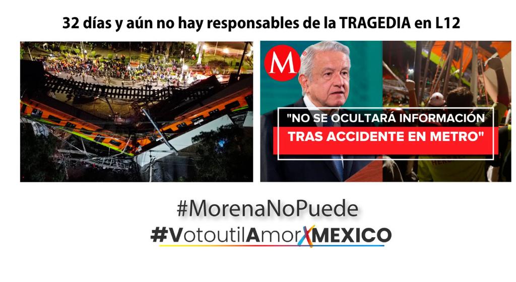 PacoTrejoR's tweet photo. ¡NO nos dijeron que SON PEORES hasta que se les cayó SU METRO! 

Este 6 de Junio YO NO OLVIDO. 

#MorenaNoPuede 
#VotoutilAmorXMEXICO https://t.co/NvPWYfz2Ms