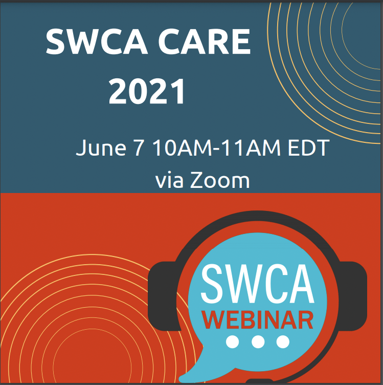 SWCA_WC's tweet photo. Sign up today for Monday's virtual SWCA CARE webinar, 10-11 am EST! The webinars will cover how certification can be an asset to your center as well as how to compile and submit your application. Centers outside of the SWCA region are welcome!  Sign up at https://t.co/CziiHQYi7k https://t.co/wV0DEeQHrP