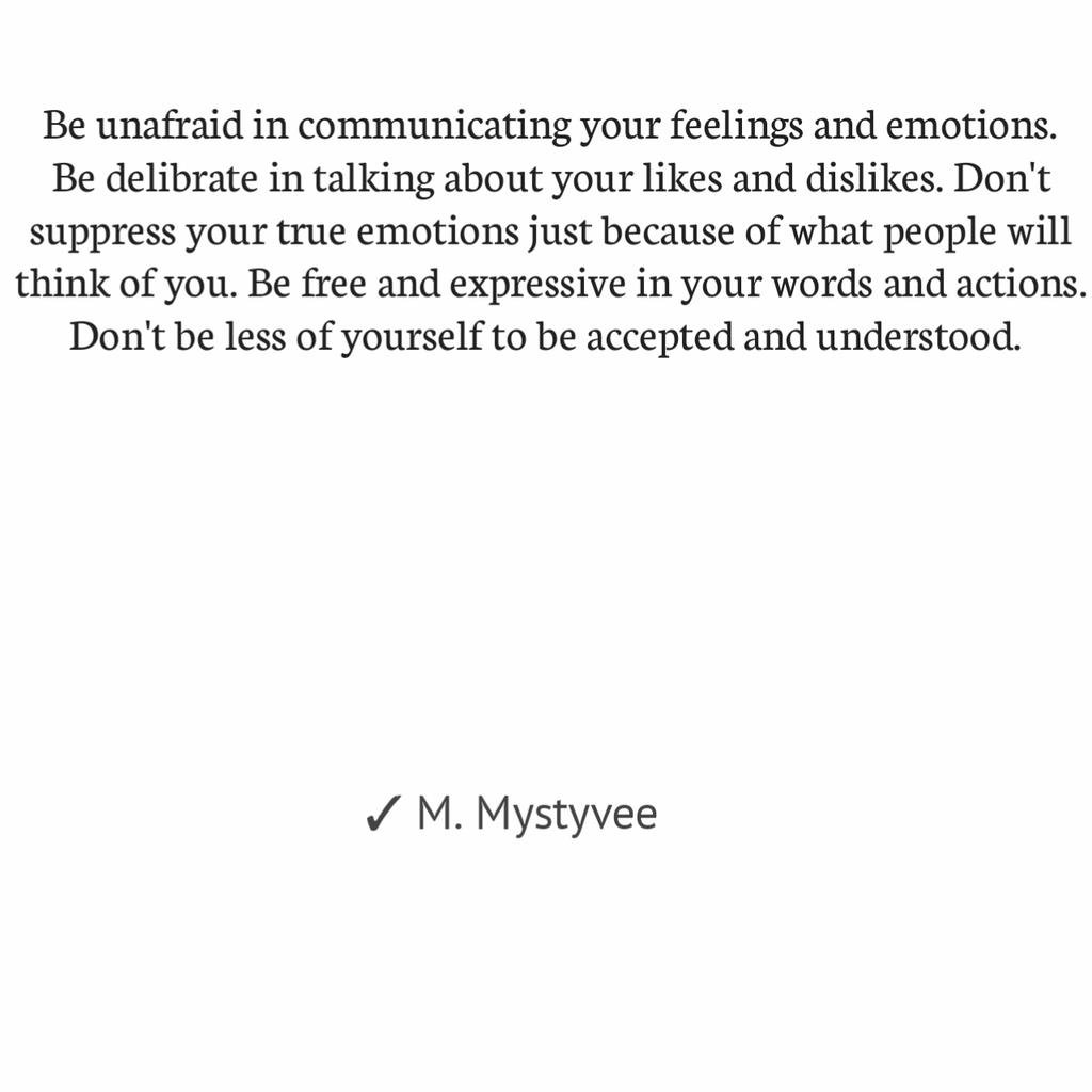 MystyveeK's tweet photo. Be unafraid in communicating your feelings and emotions. Be delibrate in talking about your likes and dislikes.
#Motivation
#Happyjune
#Mmystyveemotivate https://t.co/xn8YZRuA4a