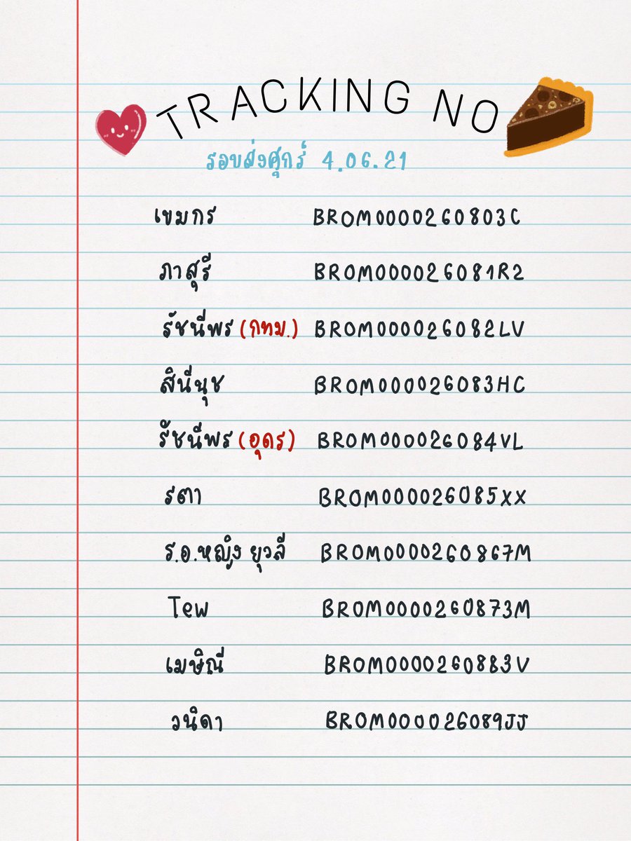 Janenoiiii's tweet image. อัพเดทเลขพัสดุทาร์ตบราวนี่รอบส่งวันศุกร์นะคะ 🧸യ *◞  รอบนี้นุชย้ายช็อคชิพจากตำแหน่งท็อปปิ้งไปอยู่ในเนื้อบราวนี่แทน ป้องกันการละลายหน้าน้องเลอะเทอะจากสภาพอากาศแสนร้อนนะคะ ☀️🌈 
ได้รับแล้วฝาก feedback มาหานุชหน่อยน้า จะได้นำไปปรับปรุงเพิ่มเติมค่ะ  ♡̷̷̷
#smsbake #smstracking