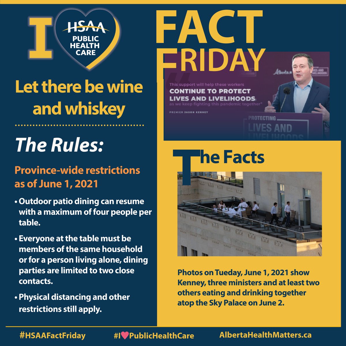 HSAAlberta's tweet photo. Pandemic rules? At least three rules are being broken in this one photo. The UCP can create the rules but doesn't want to abide by them.
#IHeartPublicHeathCare #HSAA #abhealth #abpoli #ableg #HSAAFF #FactFriday https://t.co/51KNalp4PY