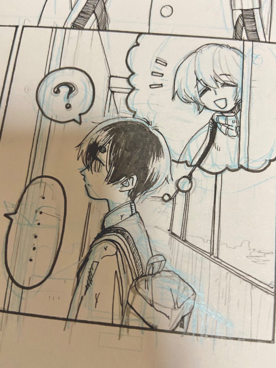 48ページ中
ペン入れ 9ページ
フキダシが3つあるのに一言もしゃべらないコマ
 #進捗ノート https://t.co/kUkIiJKynV 