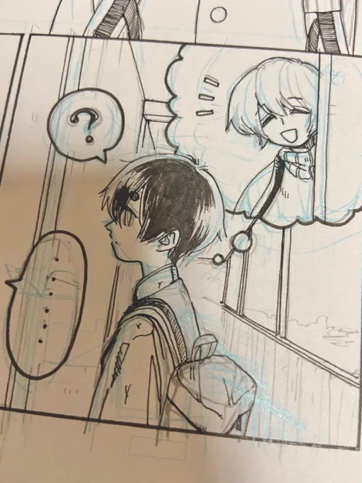 48ページ中
ペン入れ 9ページ
フキダシが3つあるのに一言もしゃべらないコマ
 #進捗ノート https://t.co/kUkIiJKynV 