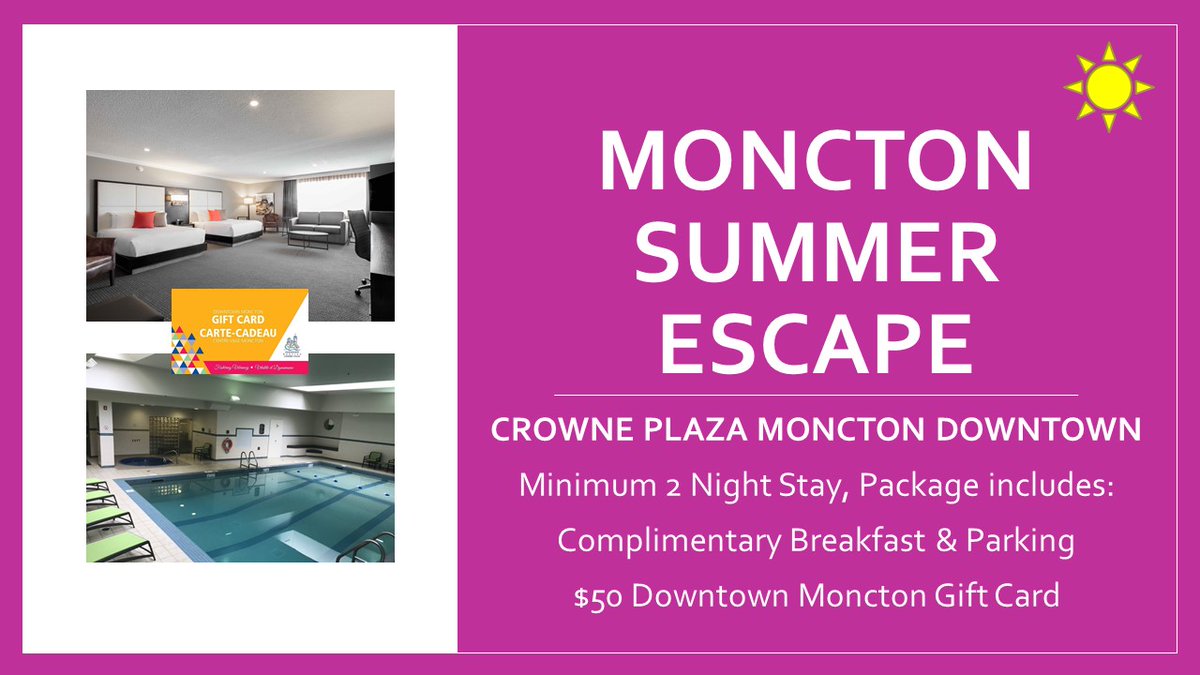 Coming to Moncton this weekend? Need a staycation?
Special Rates starting at $139+ tax (minimum 2 night stay required). Book today by calling (506) 854.6340
#Moncton #getaway #NewBrunswick