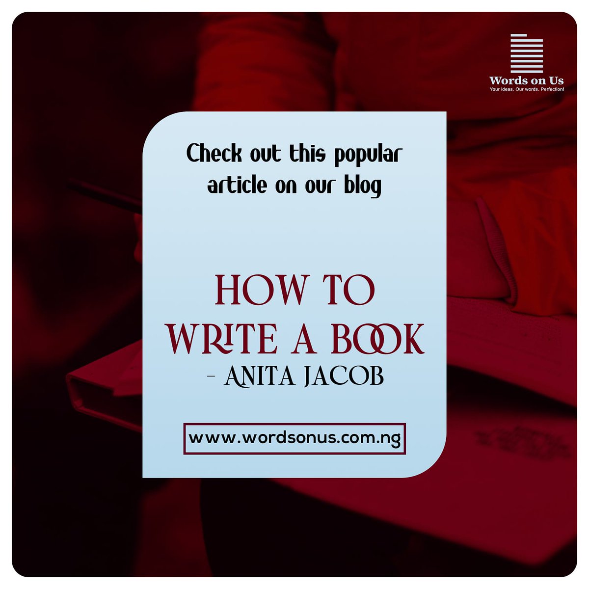 wordsonus's tweet image. Learn how to write a book from this very detailed article by @young_nigerian_female 
Link is on our bio!

#WordsOnUs #contentdevelopmentagency #writers #writersofinstagram #Contentwriters #Contentdevelopers #contentdevelopmentinnigeria #blogpost #blog