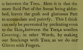 Very big and exciting academic milestone met today - <a href="/curiousruth/">Ruth Squire</a> and I edited the wikipedia page for Toe Socks after I found this gem in my research from Walter Vaughan (1792):
en.wikipedia.org/wiki/Toe_socks