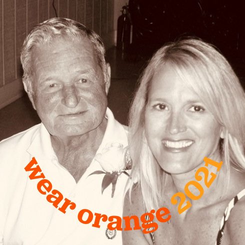 DebbWeir's tweet photo. Last picture taken of my dad. I #WearOrange on National Gun Violence Awareness Day in memory of my dad and to bring attention to this crisis that steals more than 100 lives &amp; wounds some 200 more each day including those who die by gun suicide. https://t.co/0b4Qx9niVF. @Everytown https://t.co/FFO3APAEey