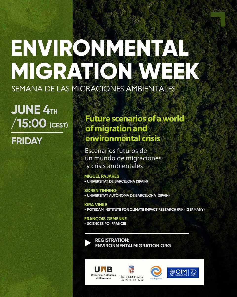 javi_raboso's tweet photo. Recién termina la Semana de las Migraciones Ambientales organizada por @CER_Migracions, cinco jornadas repletas de aprendizajes y compromiso con la justicia climática. 
¡Enhorabuena a las organizadoras y gracias a todas las ponentes!  
#EnvironmentalMigrationWeek https://t.co/KapHnWNMIq
