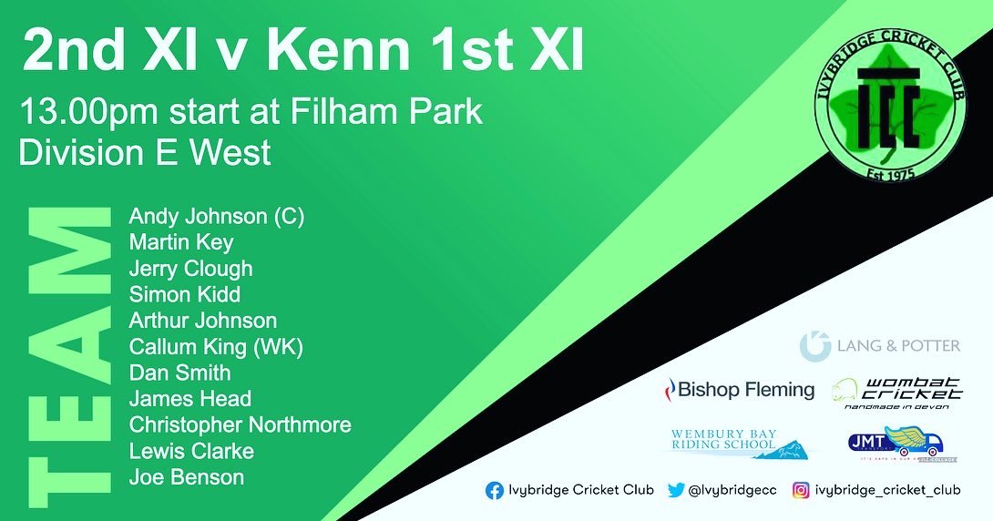 A bye week for the 3s so we only have a first and second XI to bring you! 

The 1s make the trip up too <a href="/BidefordCC/">Bideford CC</a> looking fo hit form and the 2s face Kenn at Filham! 

All to play for in the <a href="/DevonCricketLge/">DevonCricketLeague</a>  💪💪

<a href="/PLsportsnews/">PlymouthSportsNews</a>