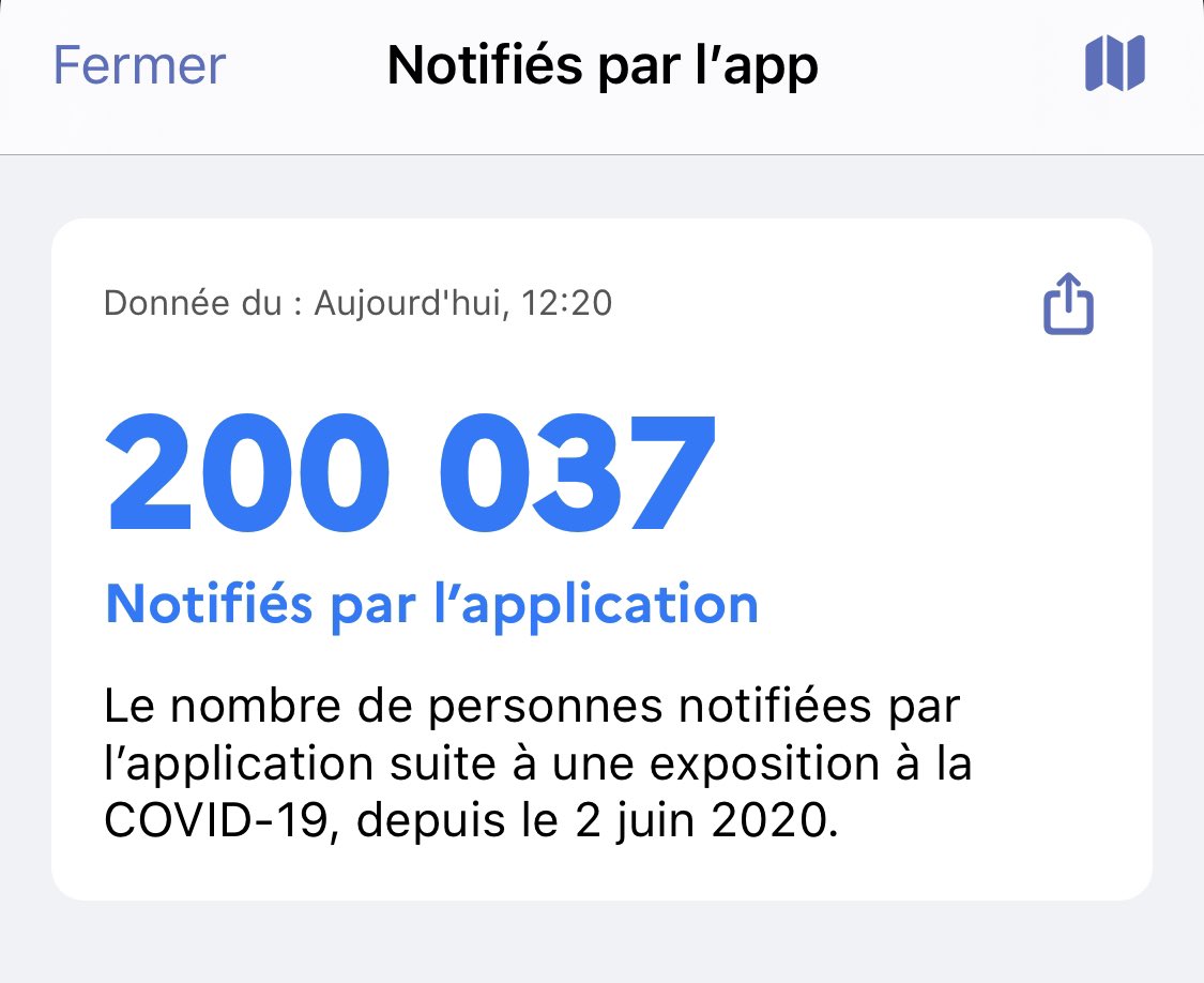 Plus de 200 000 personnes ont été notifiées cas contact par <a href="/TousAntiCovid/">TousAntiCovid</a>. L’application sauve des vies. À partir du 9 juin, les cahiers de rappel électronique permettront d’aller encore plus loin dans la prévention.
📲Pour la télécharger : bonjour.tousanticovid.gouv.fr