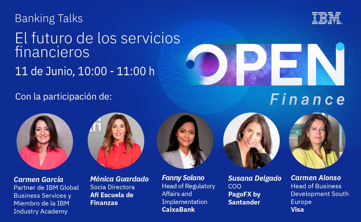 GarciaG_Carmen's tweet photo. Open Finance, Open Data. Próximo 11Junio, charlaré con Carmen Alonso de @VisaNewsEurope , @FannySolanoA de @caixabank , Susana Delgado @PagoNxt y @MonicaGuardado @Afi_es sobre el futuro de la Industria Financiera. Link de inscripción👇
https://t.co/BqU3xrQ3Df https://t.co/enCx54zxcQ