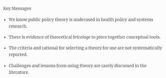 Check out this scoping review of theories and conceptual frameworks used to analyse health financing policy processes in sub-Saharan Africa and identifies challenges and lessons learned bit.ly/3phZnTV @_CatJones_ @Lara_Gautier @ValeryRidde #HPSR #healthpolicy