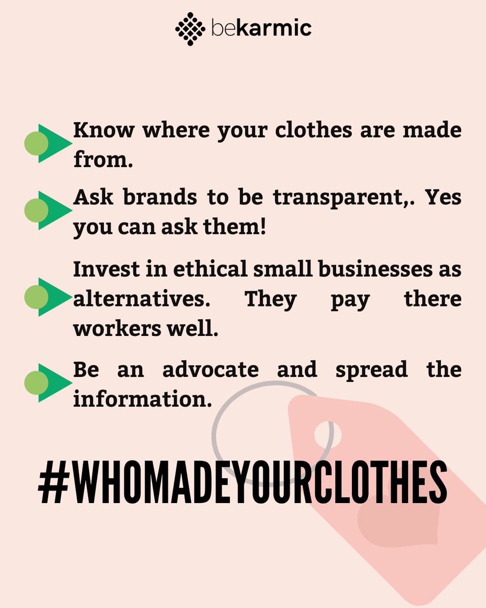 bekarmic's tweet photo. Always know who made your clothes and how. Transparency is the tool to make sure you invest your money in the right place. 
#sustainablefashion #sustainableliving
#sustainabilitymatters #whomadeyourclothes #ecofriendly #ecoshop
#earthfocus #ecofriendlyproducts #ecofriendlyliving https://t.co/r7Y6qTDoLD