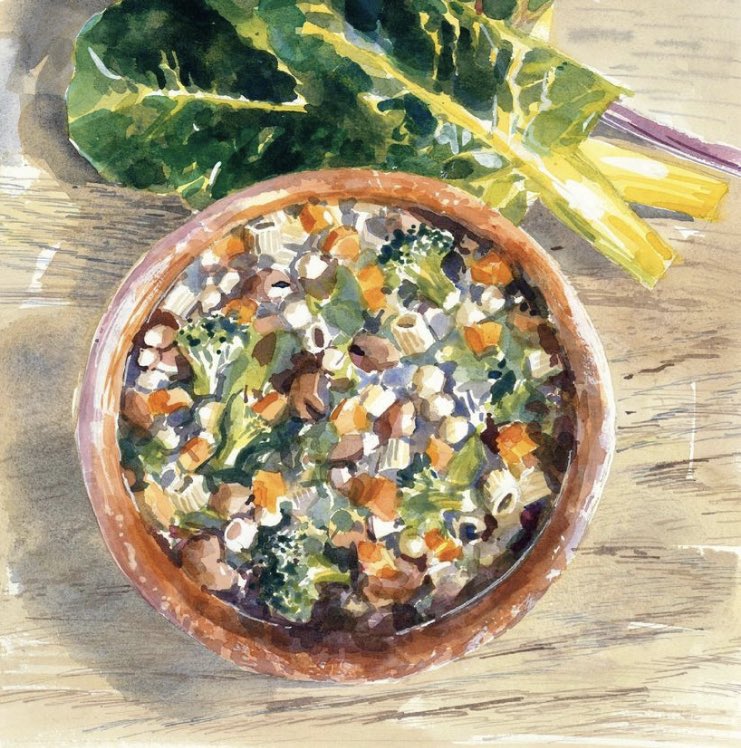 fondatamedia's tweet photo. To accompany food writer Thom Eagle’s feature ‘Time for Food’, we commissioned artist Stewart Walton to illustrate Maccu di San Giuseppe, a traditional Sicilian soup made with fava beans, chickpeas, lentils, pasta and vegetables. #editorial https://t.co/rreytk8iCK