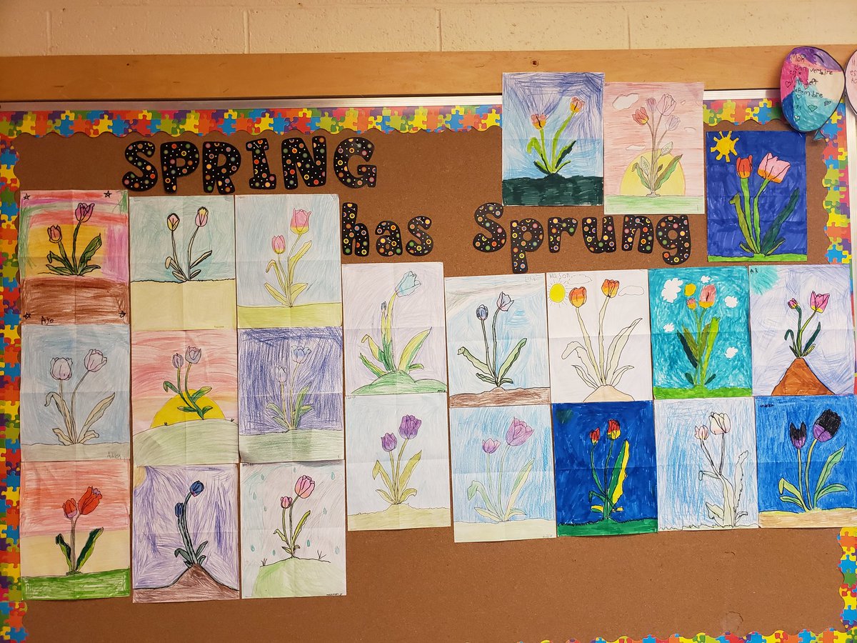 MrsFleming18's tweet photo. Beautiful artwork to welcome the amazing Spring weather! 🌞 @LarkhallAcademy @NLESDCA https://t.co/EBaHHrpY7U