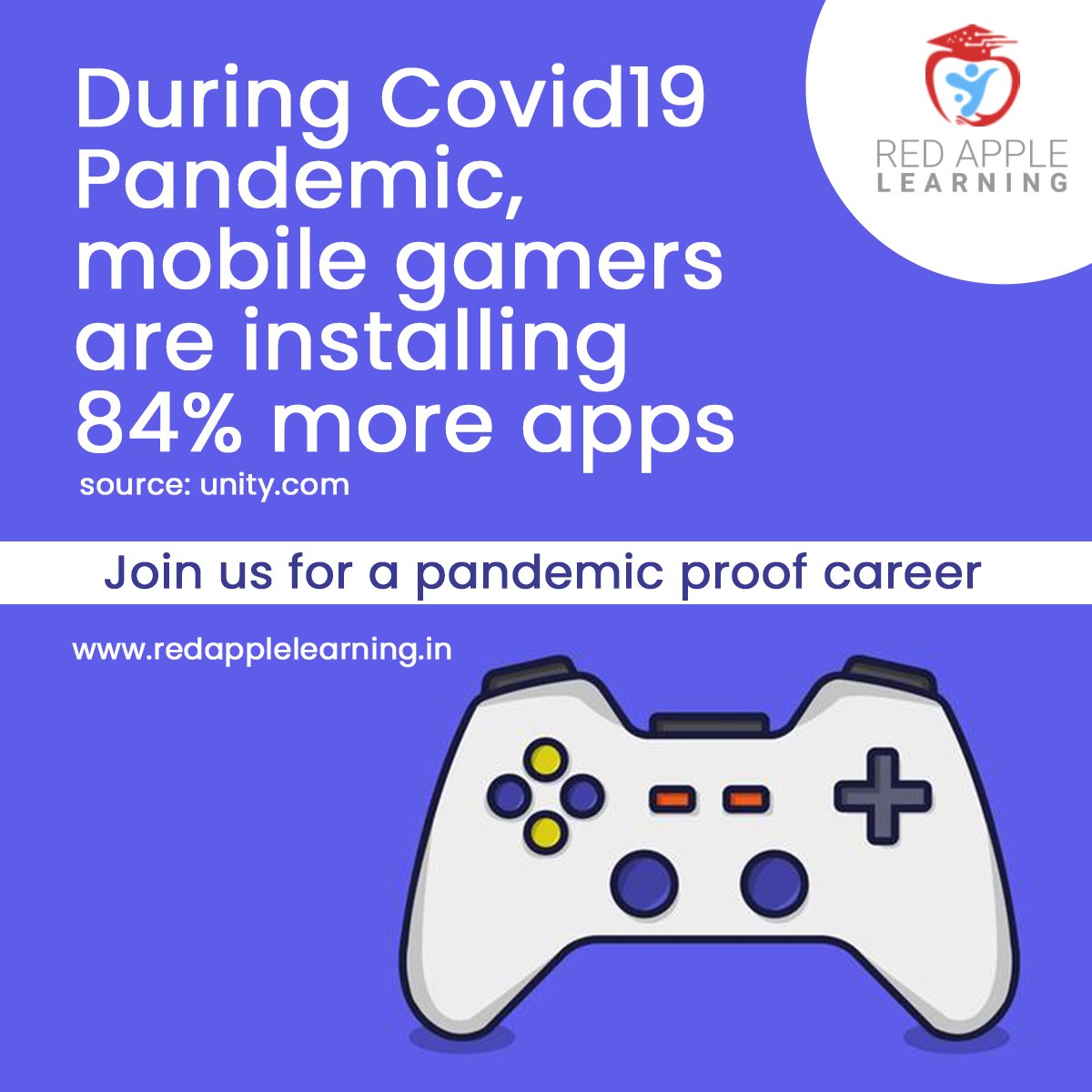 redapplekolkata's tweet photo. During the Covid-19 pandemic, mobile gamers are installing 84% more apps. Join us for a pandemic proof career, learn game development with our courses.
โ
Contact us for more information: +91 6291698908/6289690050 OR visit: https://t.co/cxaZnAPv8X
#gamingcourse #RedAppleLearning https://t.co/RccJv4zshl