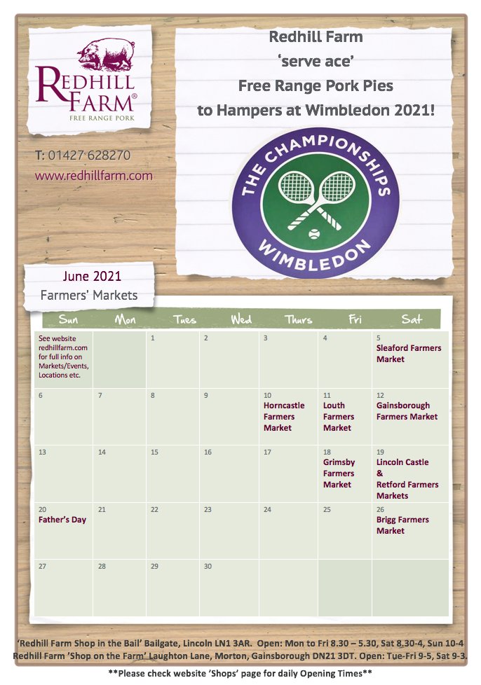 RedhillFarmPork's tweet photo. Summer's here!  Take a look at our #farmersmarkets calendar for June - come find great food in #lincolnshire  
#BuyBetterBuyLess @Visit_Lincs @TasteLincs @greatfoodmag @DiscoverGains https://t.co/yFENjgZGEP