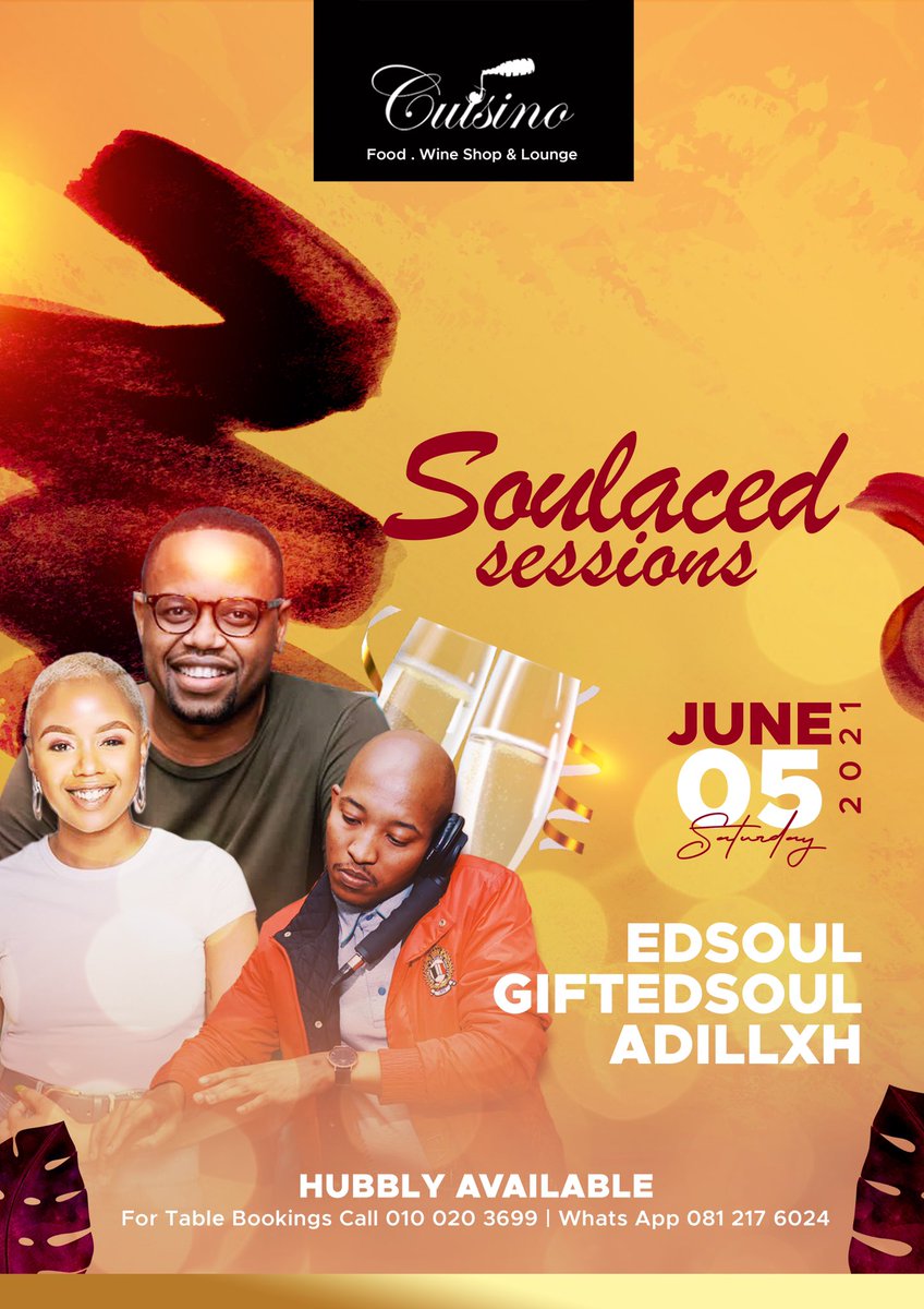 EdsoulSA's tweet image. Don’t let the cold kill your weekend, Turn up the heat with hot music and gas heaters all around this Saturday at @cuisinomelrose from 2pm w/ @SirGifted5oul &amp;amp; @ADLXH #SoulacedSessions