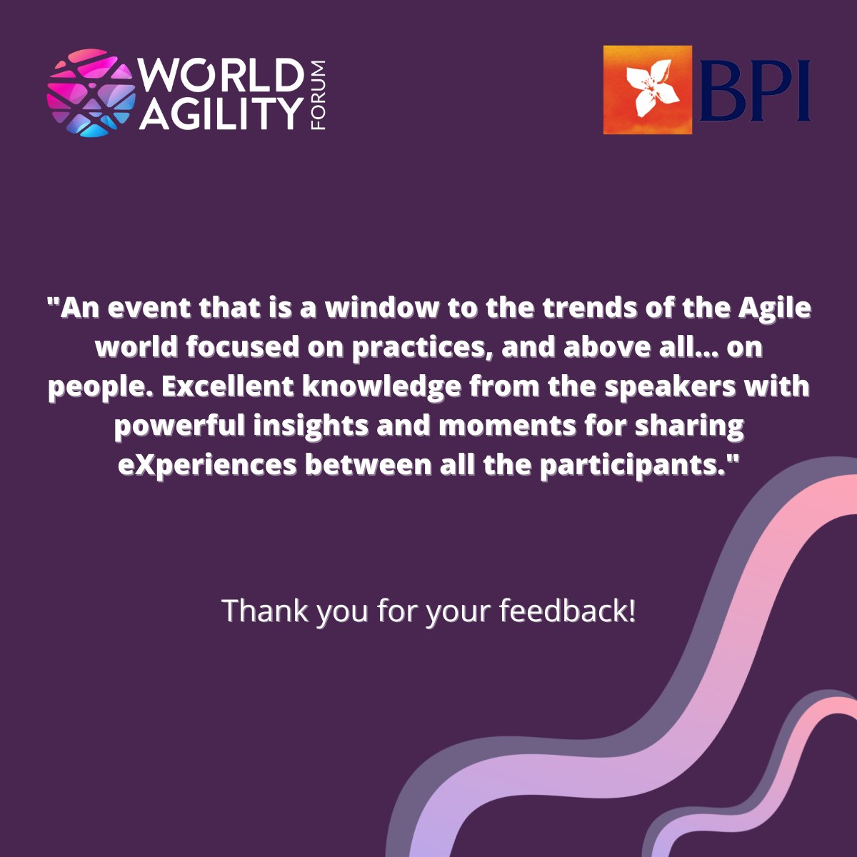 experienceagile's tweet image. Thank you for your feedback BPI!

Grab your ticket for this years edition now!
Check how, here: loom.ly/4ouFd_M

#agilethinkers #agilethinkersacademy #BPI #clientfeedback