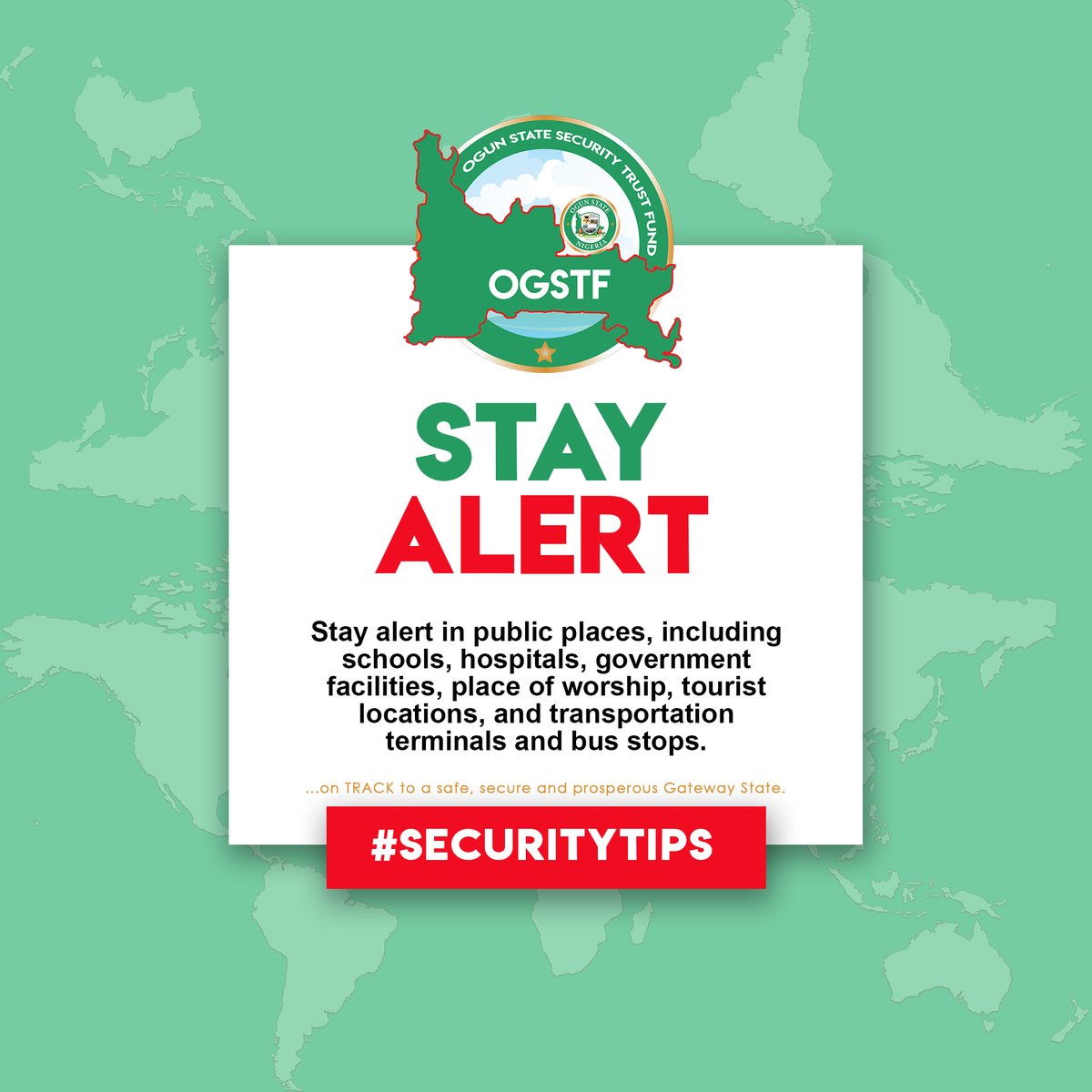 OGSTFofficial's tweet photo. Reminding you of some of the #SecurityTips we have shared with you 

STAY ALERT | REVIEW ROUTES

#Thread @OGSTFofficial https://t.co/Rg3B4nrqrS