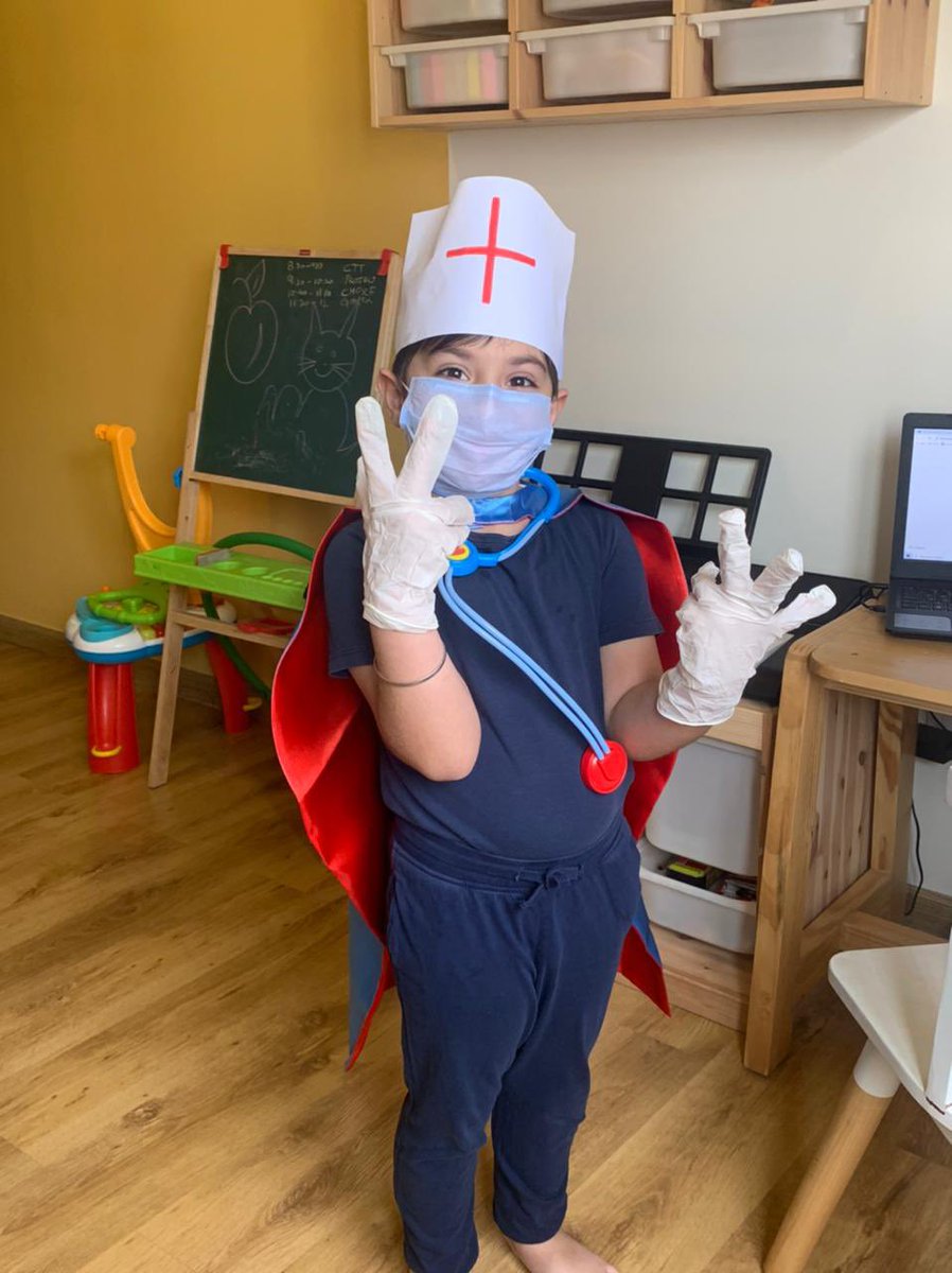 InventureK12's tweet photo. Kabir saluting Community Heroes who’ve been relentlessly fighting pandemic. Only gratitude to doctors, nurses, attendants, ambulance drivers &amp; hospital staff for doing their best, sometimes risking their own safety in the line of duty. 

#grade1 #inventuring #whatwelearn https://t.co/y87mZtY5zv