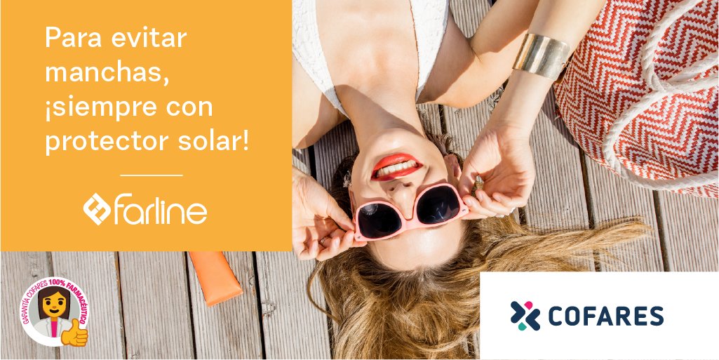 Cofares's tweet photo. -Recuérdale a tus pacientes la importancia de utilizar todos los días del año el protector solar. 🌞😷
Podrá atrasar el envejecimiento de la piel. ¡Apuesta por nuestra gama de solares de #Farline! https://t.co/zn7VSWNs1j