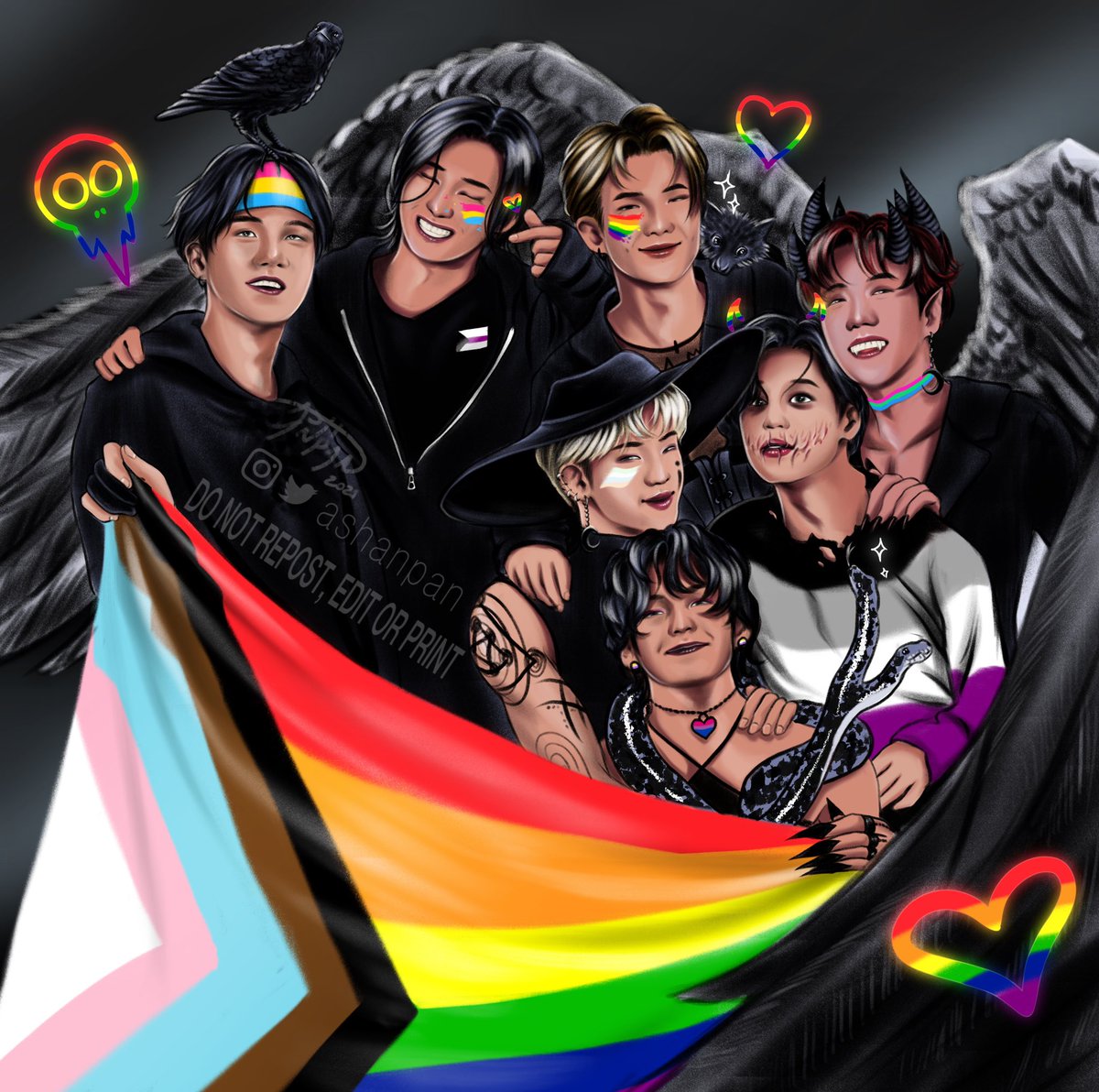 ashanpan's tweet photo. 🏳️‍🌈Happy Pride Month!!🏳️‍🌈 💀😈🌙

#PrideMonth2021 #BTS #LGBTQ https://t.co/vEphe5Evu5