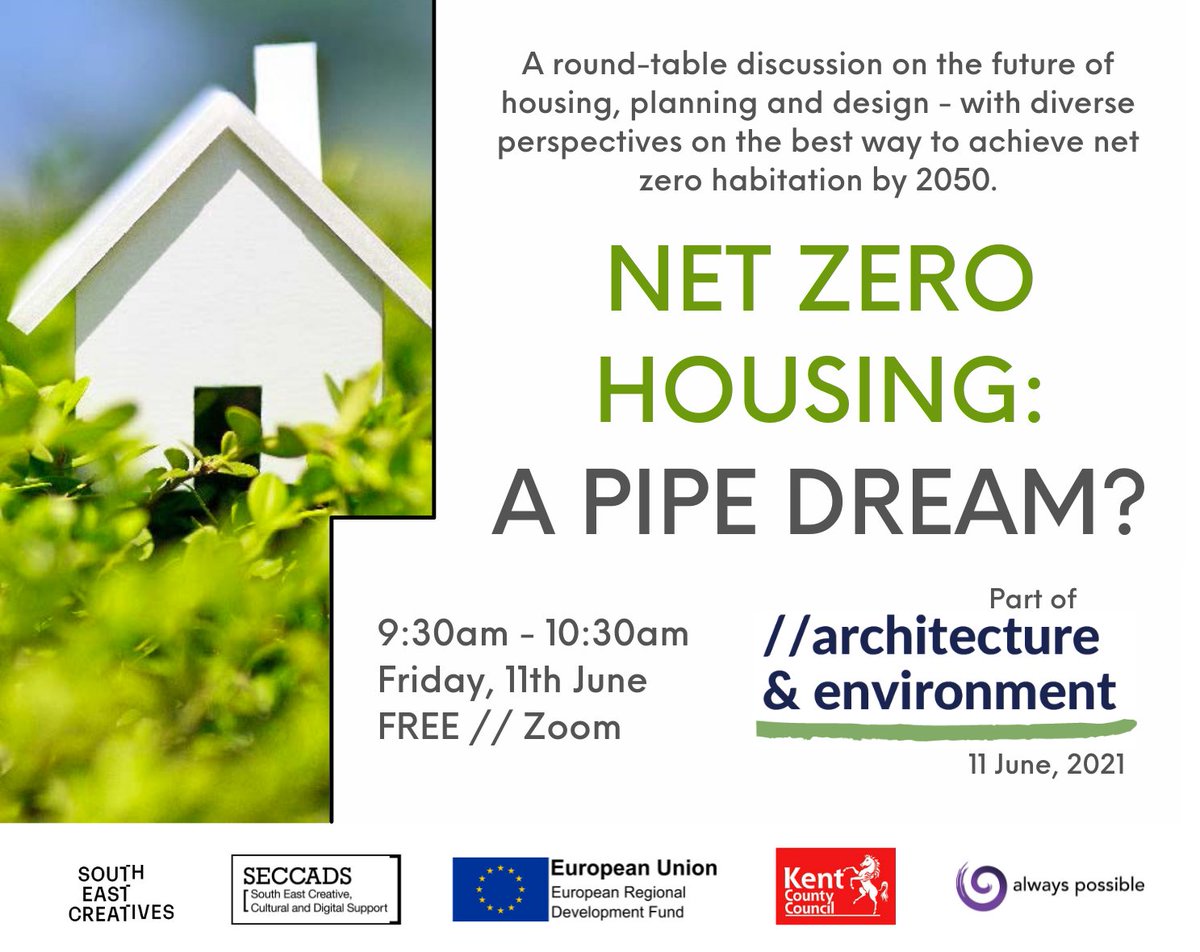 How can we achieve net zero housing by 2050? 
Join our online roundtable discussion June 11th, part of Architecture &amp; Environment with <a href="/S_E_Creatives/">South East Creatives</a> . Panel feat Tam Landells of @RatliffLandells + James Bailey, CEO <a href="/roadwy/">Roadways</a> .
eventbrite.co.uk/e/net-zero-hou…